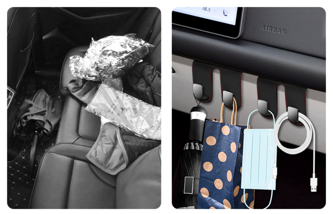 Premium Leather Glove Box Hook with Leather Hooks: No Destructive Installation